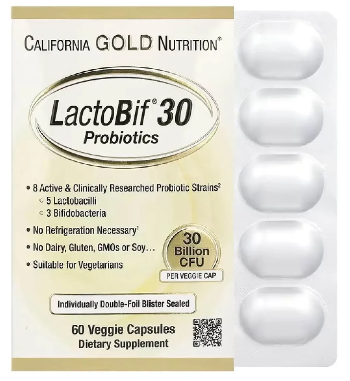 iHerb必買保健品推薦2025》我最愛的TOP10!魚油、益生菌、葉黃素推薦 - 第5張圖 California Gold Nutrition, LactoBif 30 益生菌 (1)